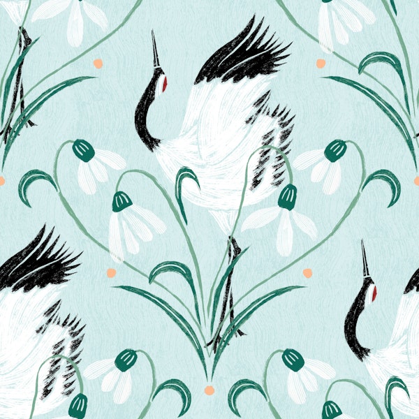 Graceful Cranes in Blooms