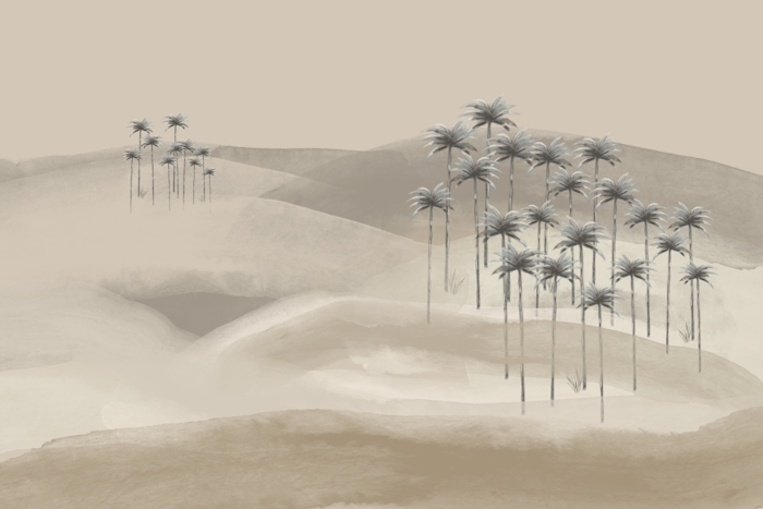 Neutral Tones Palm Tree Wallpaper