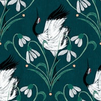 Cranes and Snowdrops Harmony wallpaper