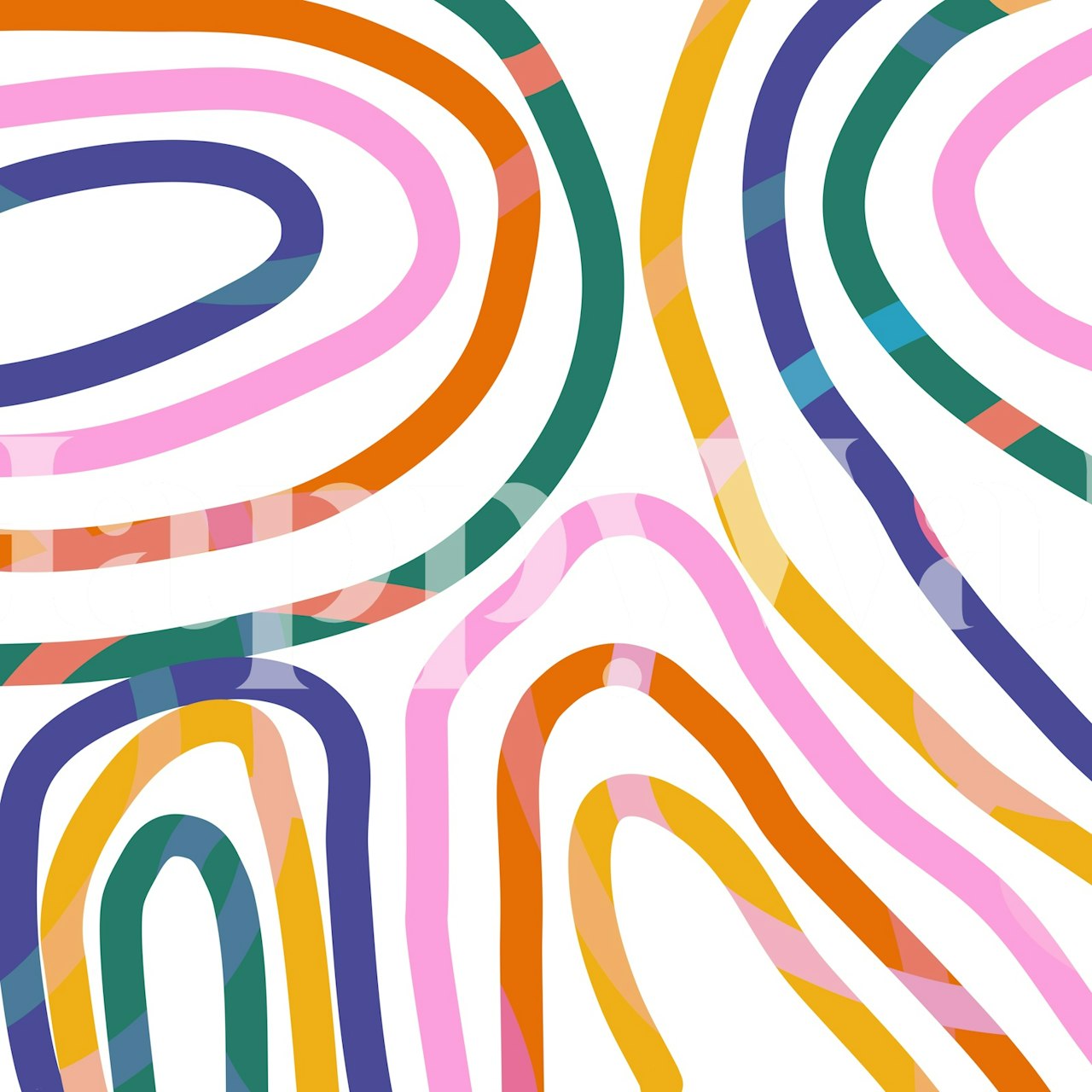 Vibrant abstract rainbow lines wallpaper in room