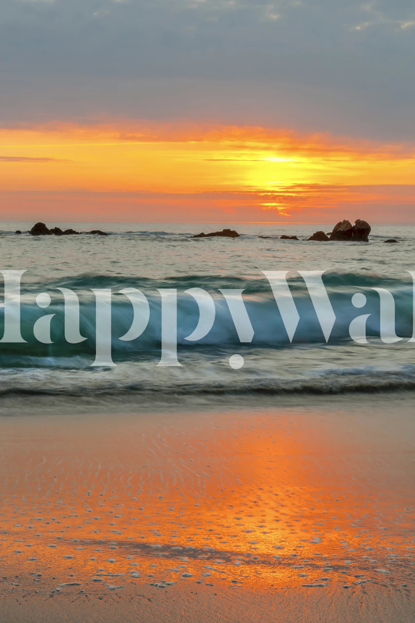 Golden Tide wallpaper in a room with sunset design