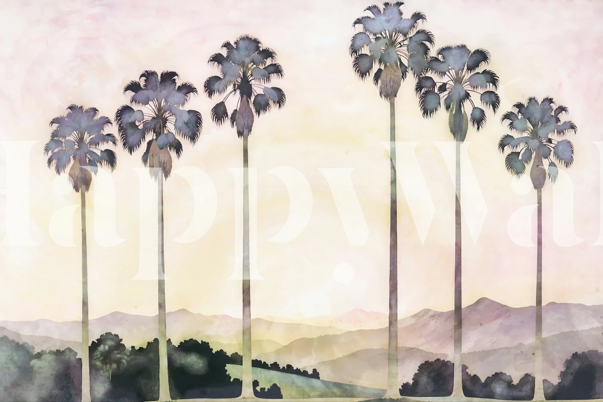 Tall palm trees with a pastel horizon wallpaper