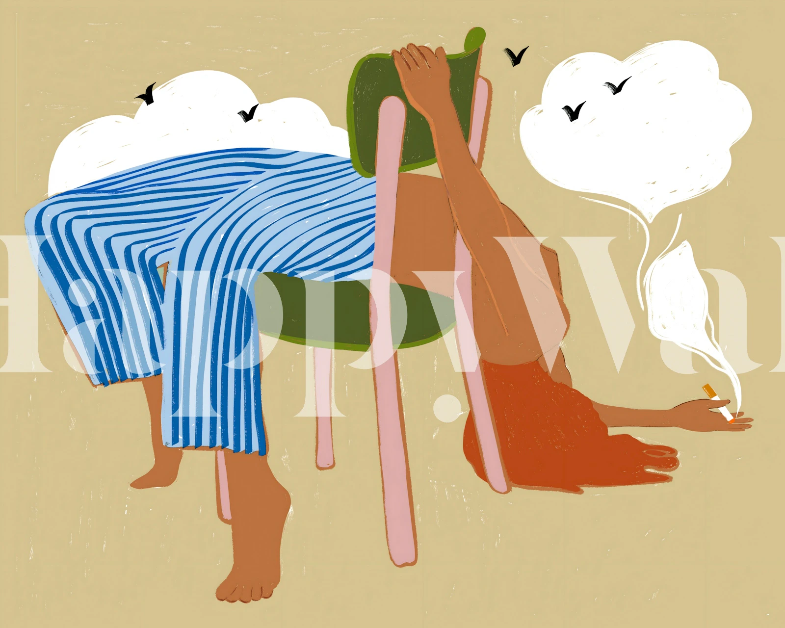 Papier peint Smoking Up Clouds dans une pièce