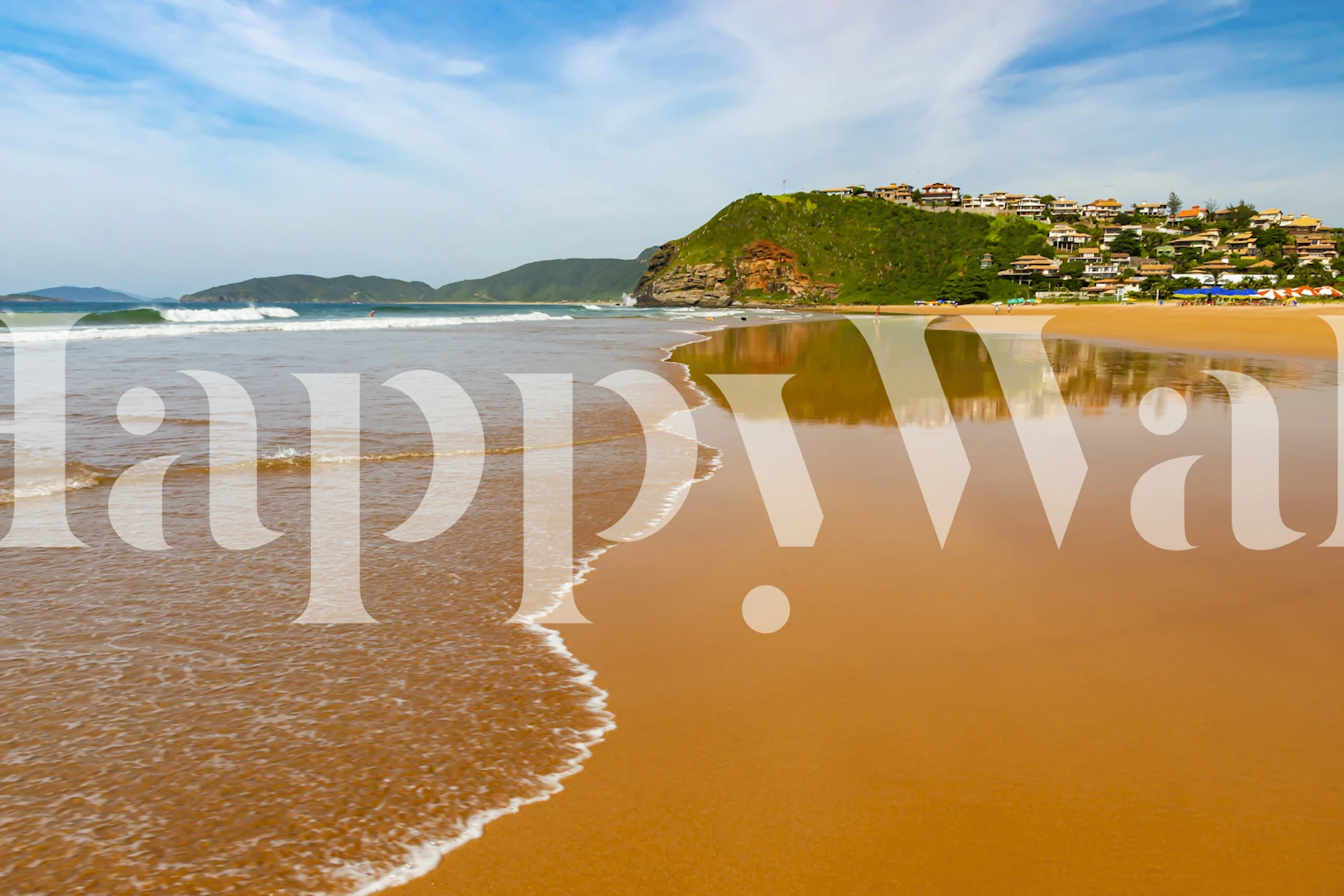 Beach shoreline with terracotta hues and gentle waves wallpaper