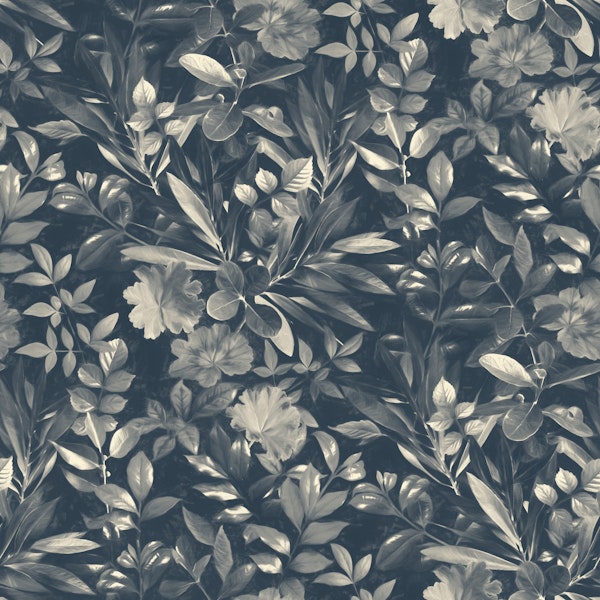 Monochrome Leafy Botanical in Deep Warm Grey