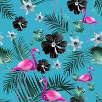 Tropical Flamingo Flower Jungle 2 - Repeating ταπετσαρία