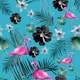 Tropical Flamingo Flower Jungle 2 - Repeating