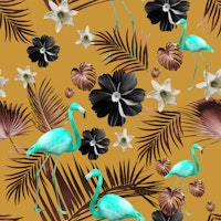 Tropical Flamingo Flower Jungle 6 - Repeating ταπετσαρία