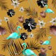 Tropical Flamingo Flower Jungle 6 - Repeating