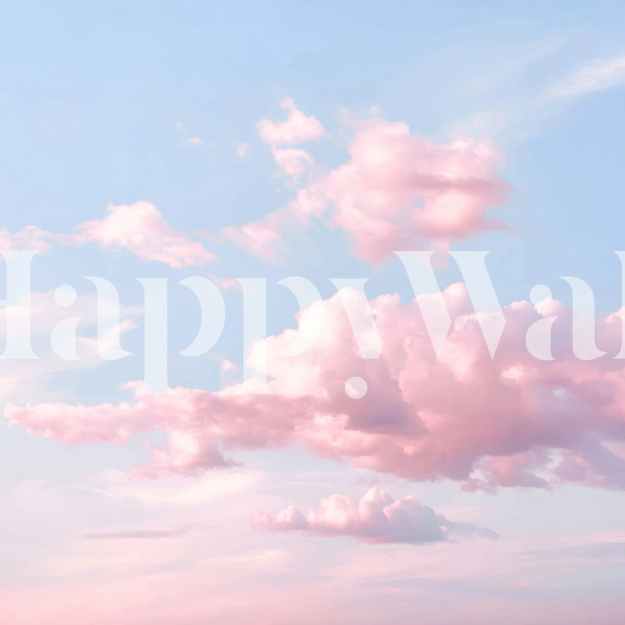 Soft pink clouds on a light blue background wallpaper
