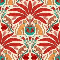Big Cats under Palms I Damask wallpaper