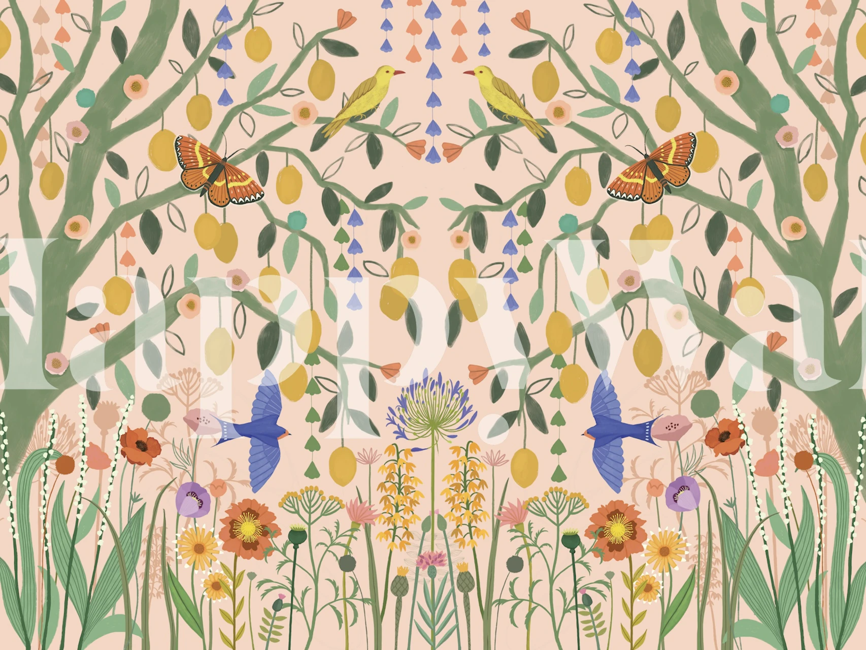 Lemon trees Tapetdesign in einem Raum