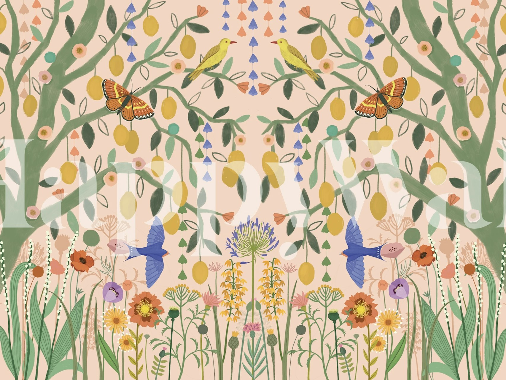 Design de papier peint Lemon trees dans une pièce