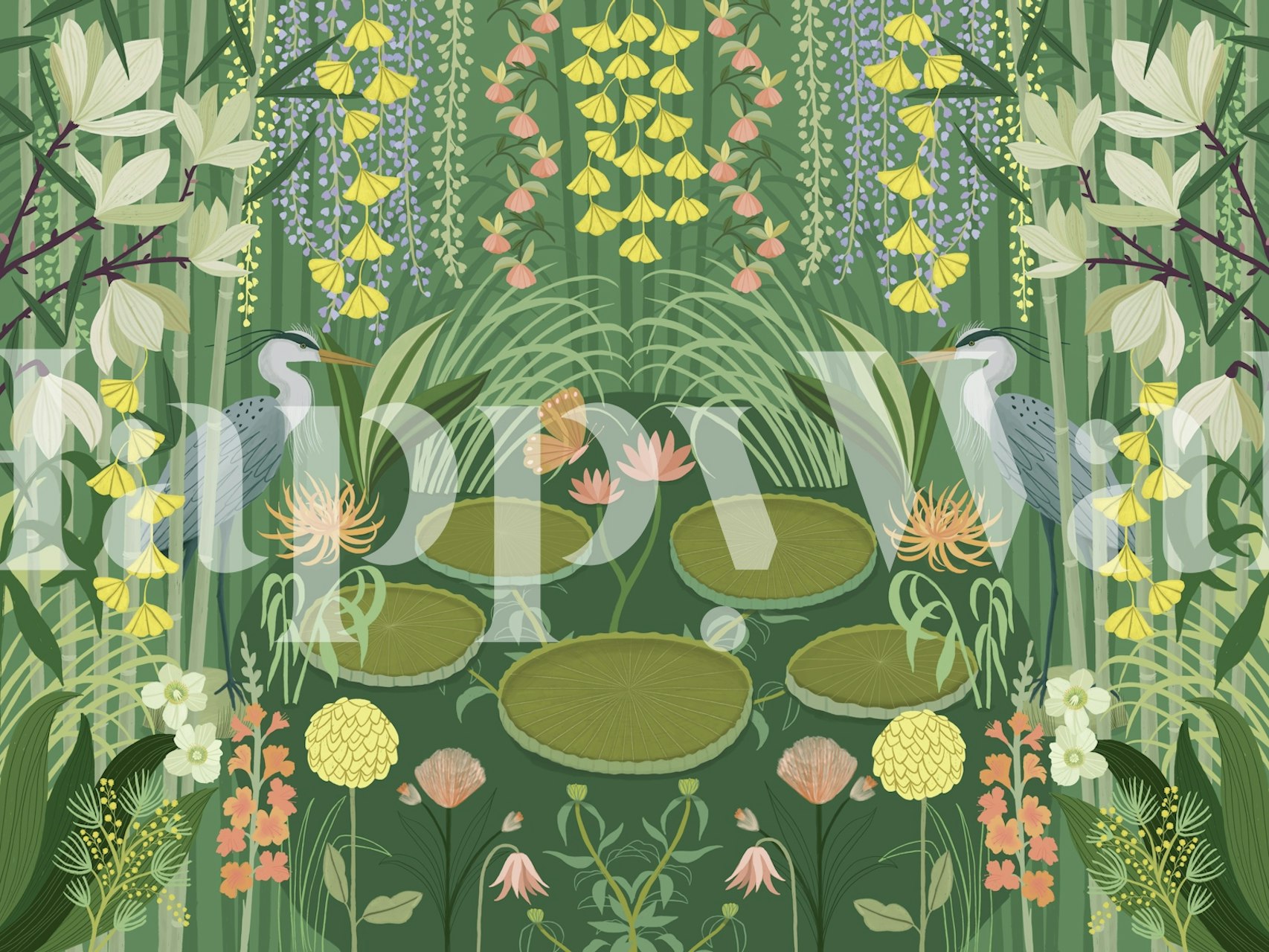 Design della carta da parati Jardin d'eau in una stanza