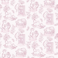 Chonky Cats Toile de Jouy in Pink tapete