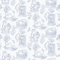 Chonky Cats Toile de Jouy in Blue tapete