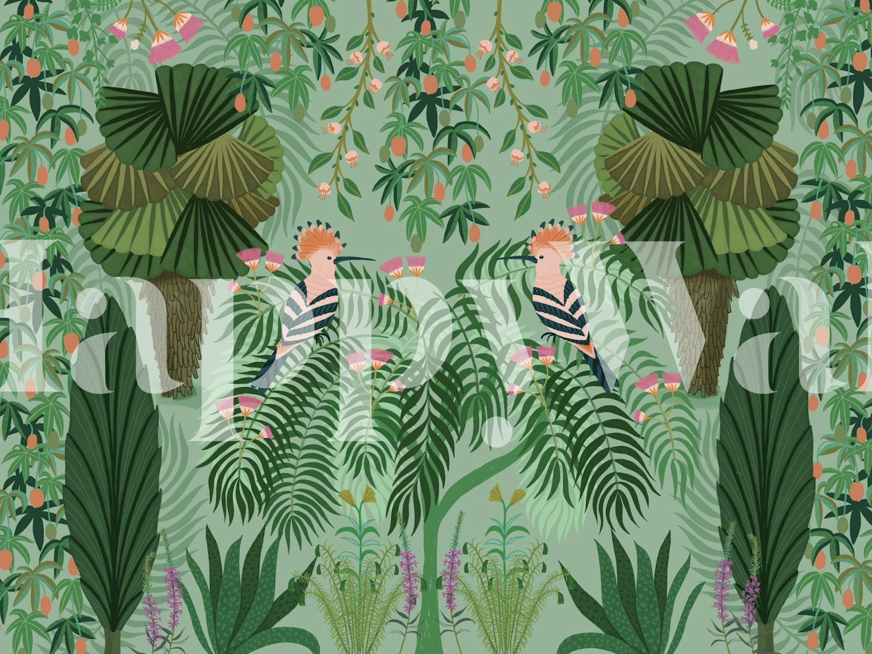 Σχεδιασμός ταπετσαρίας Tropical Gardens σε δωμάτιο