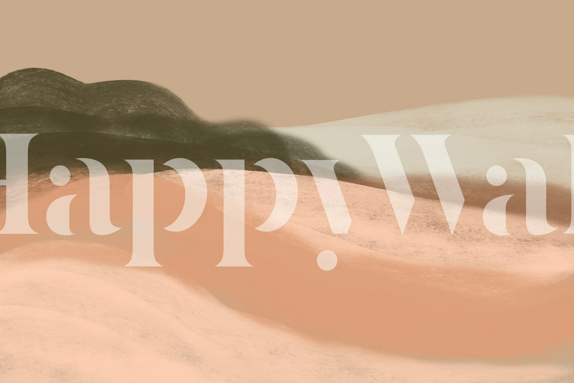 Soft beige and green abstract landscape wallpaper