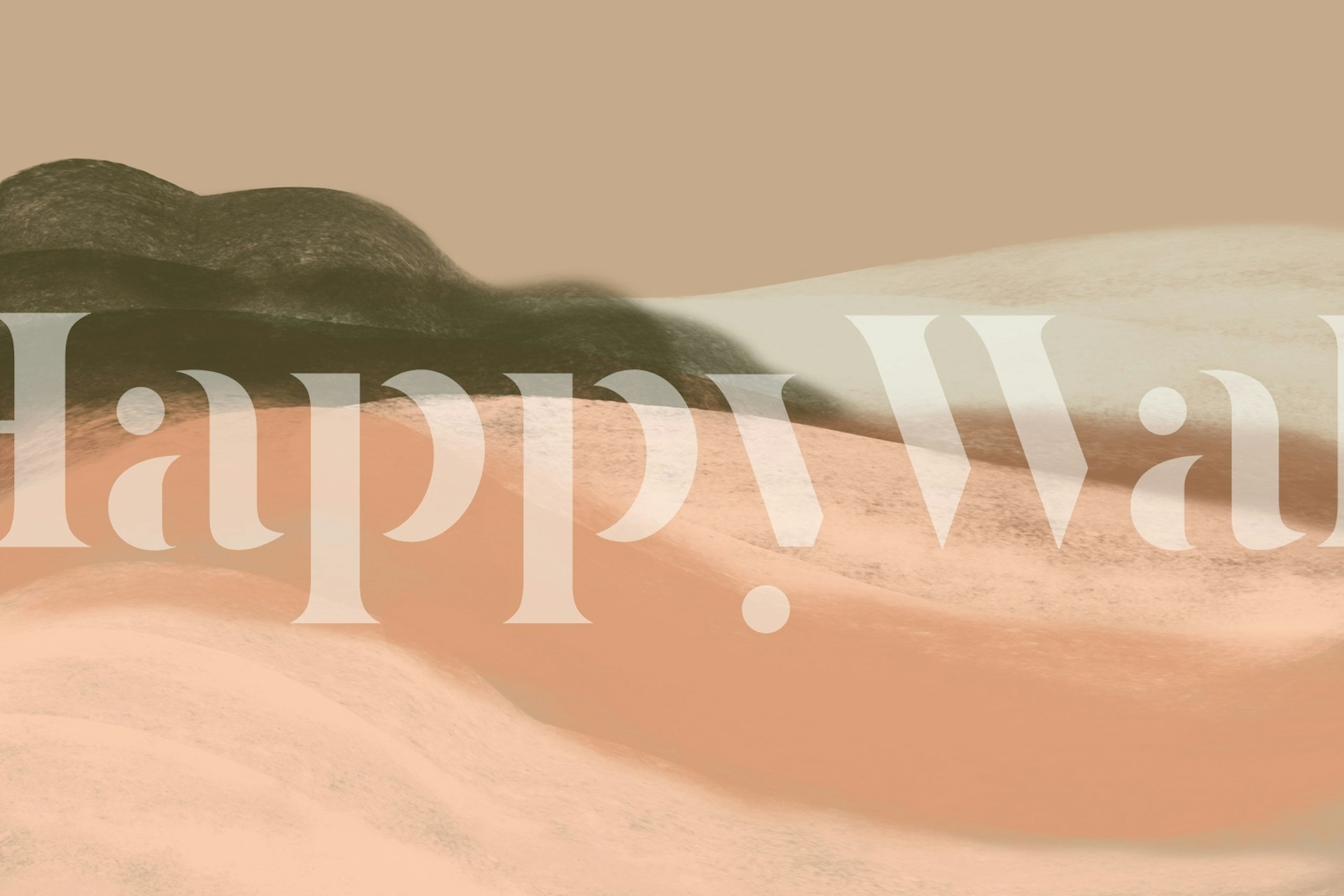 Papel de parede Warm Earth Tones Landscape em um quarto