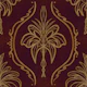 Golden Brocade Damask Burgundy