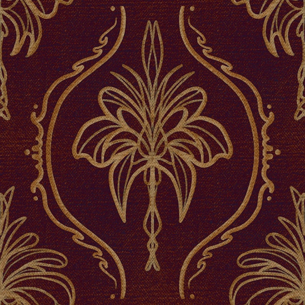 Golden Brocade Damask Burgundy
