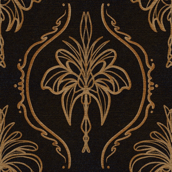 Golden Brocade Damask Dark Chocolate