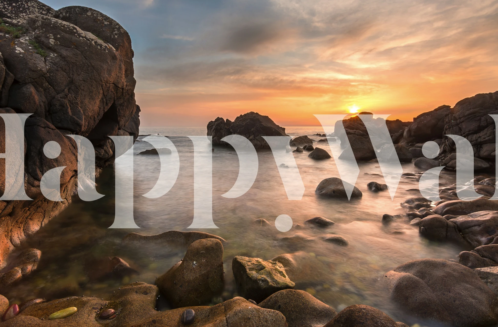 The beach with golden rocks tapeta w pokoju