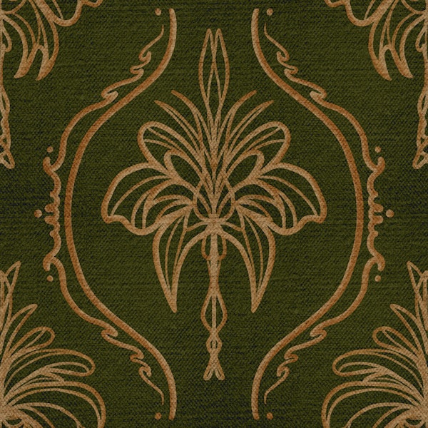Golden Brocade Damask Olive Green