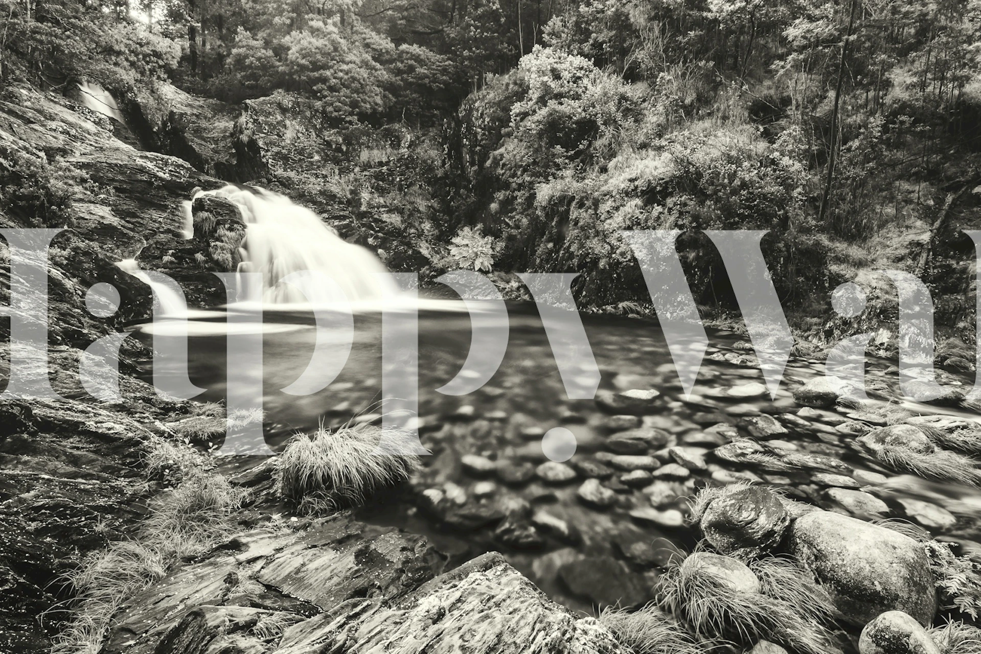 Grayscale Cascade wallpaper in a room