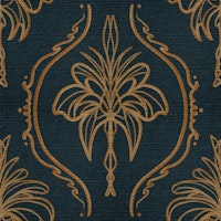 Golden Brocade Damask Petrol Blue tapete