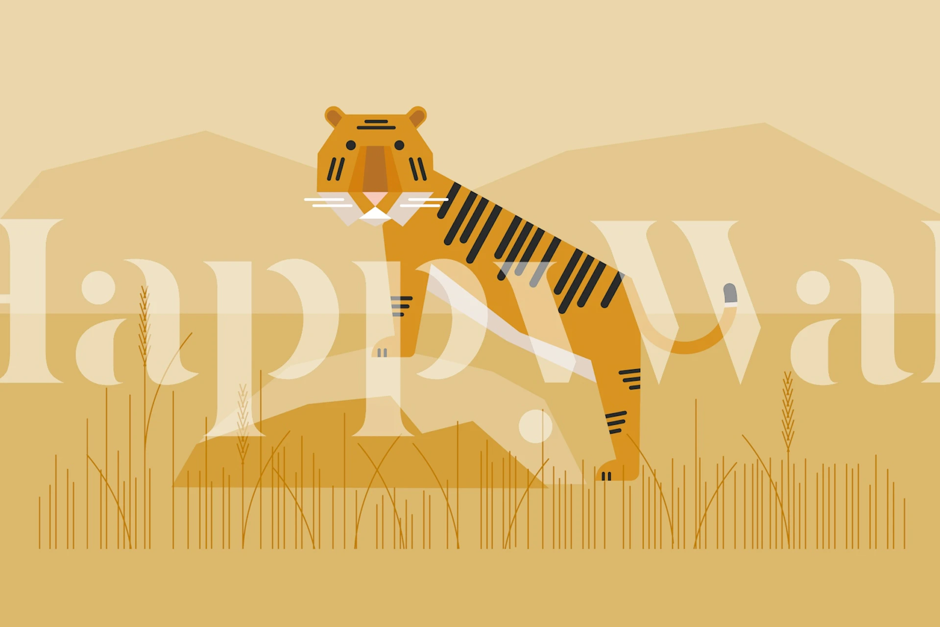 Wild Tiger in the Savannah tapet i et moderne rom