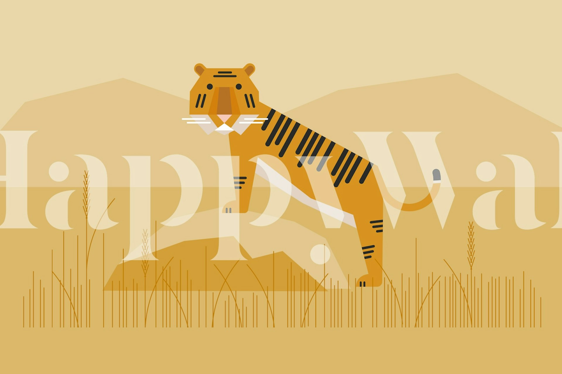 Wild tiger wallpaper in a modern room