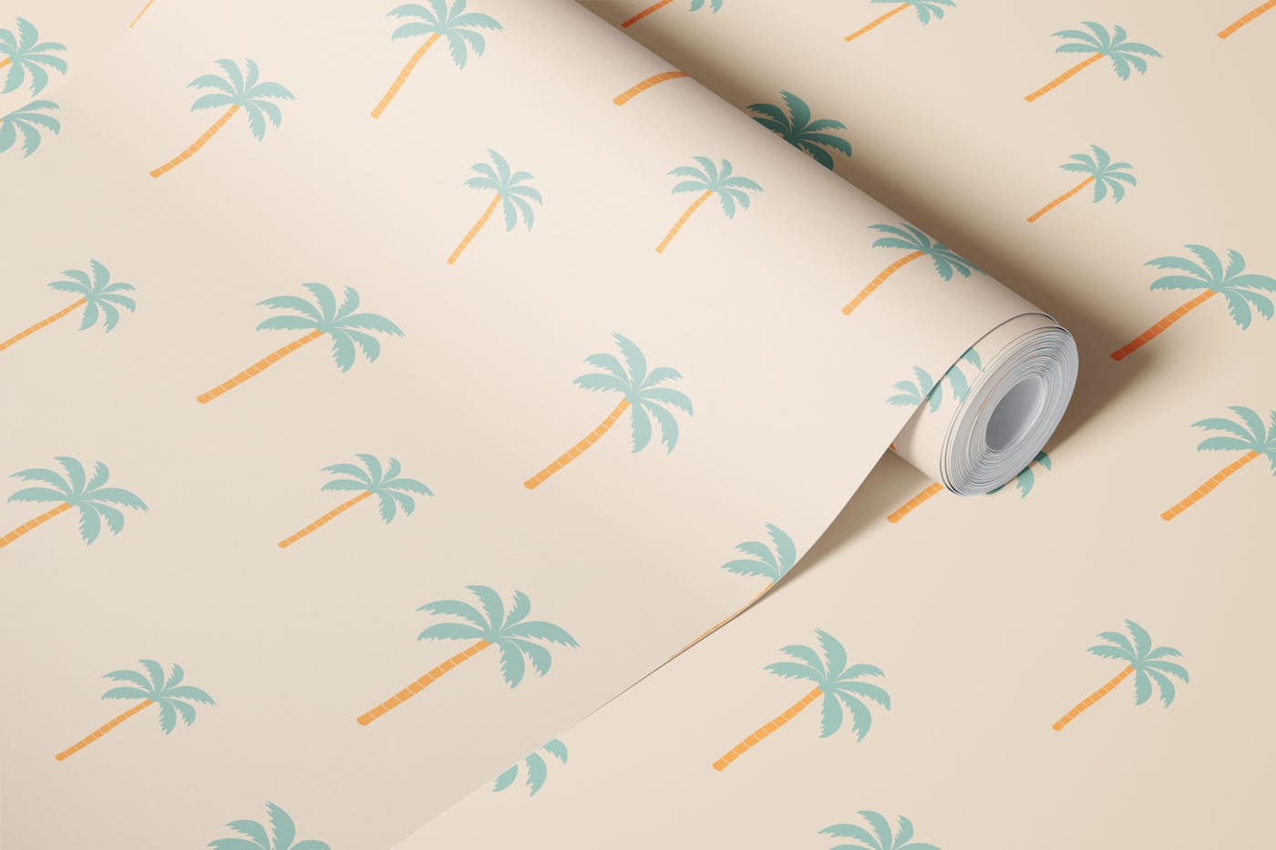 Palmtrees aqua on sand wallpaper roll