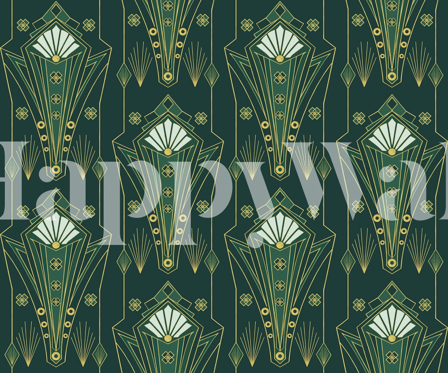 Luxurious Art Deco Green Gold wallpaper design