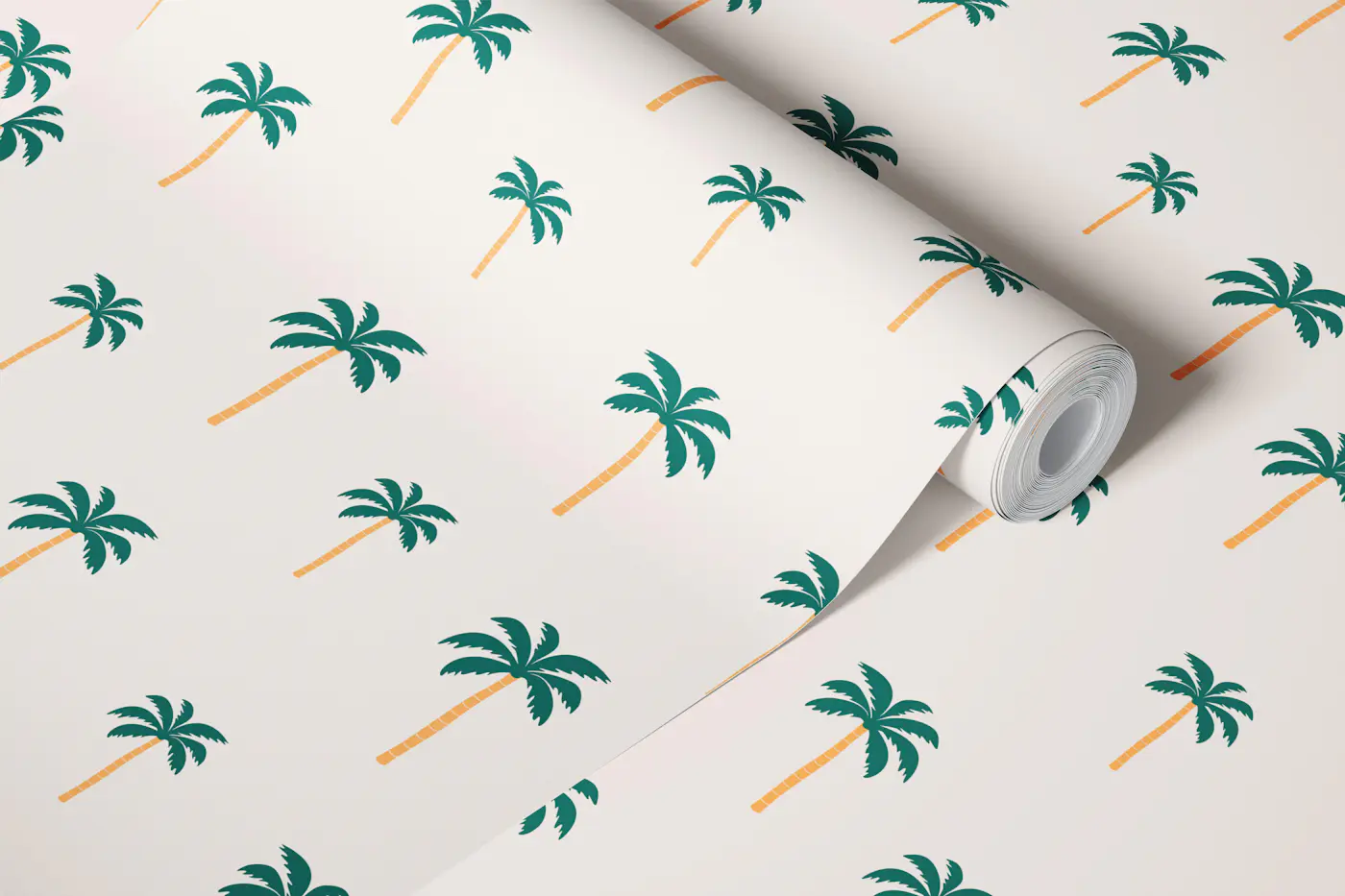 Palmtrees seagreen on shell wallpaper roll