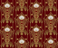 Luxurious Art Deco Deep Red Gold L carta da parati