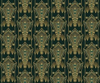 Luxurious Art Deco Dark Green Gold carta da parati