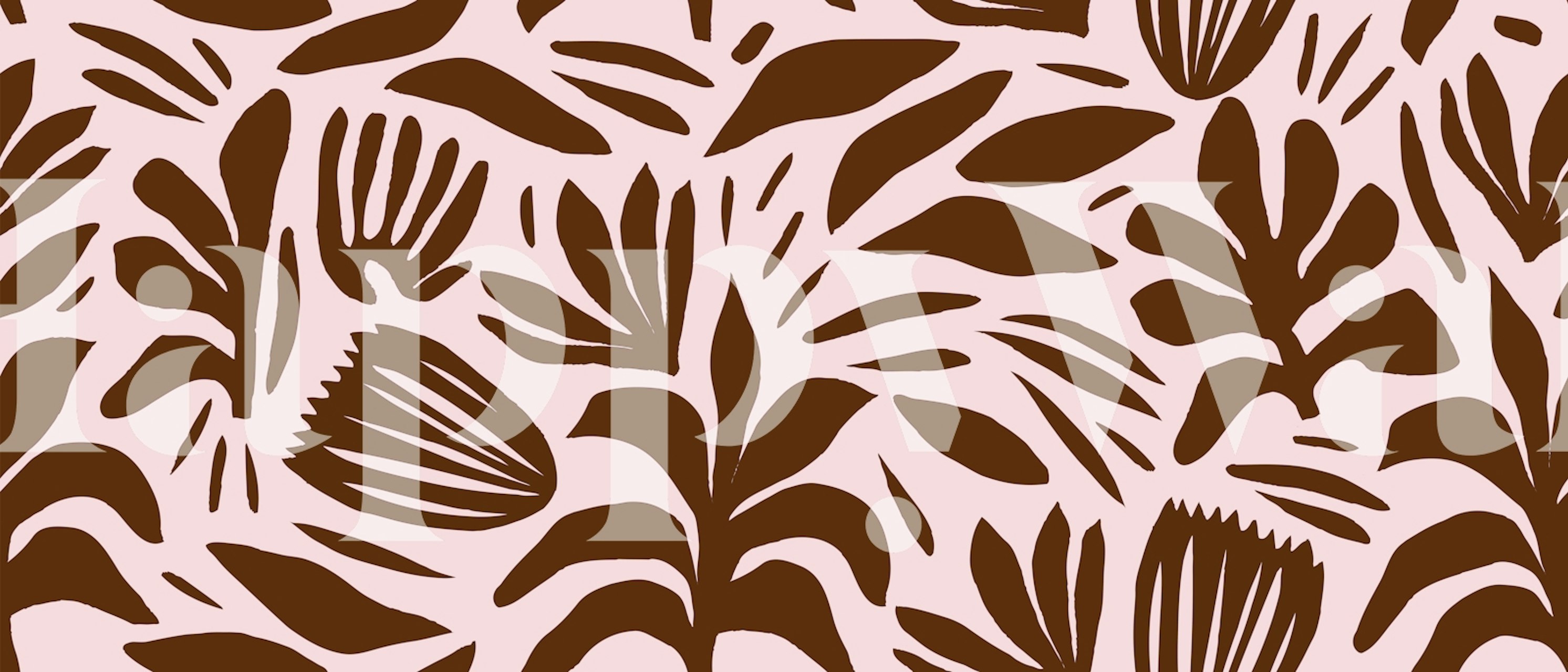 Brown organic shapes on pink background wallpaper