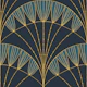 Art Deco Scallop Naval Blue Gold