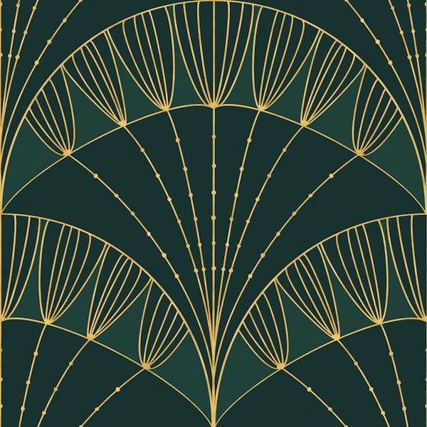 Art Deco Scallop Dark Teal Gold