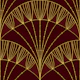 Art Deco Scallop Dark Maroon Gold