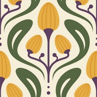 Artistic Nature Blooms in Yellow Green - L tapete