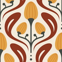 Artistic Nature Blooms in Yellow Red - L tapete