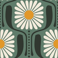 Timeless Daisy Art in Green - S wallpaper