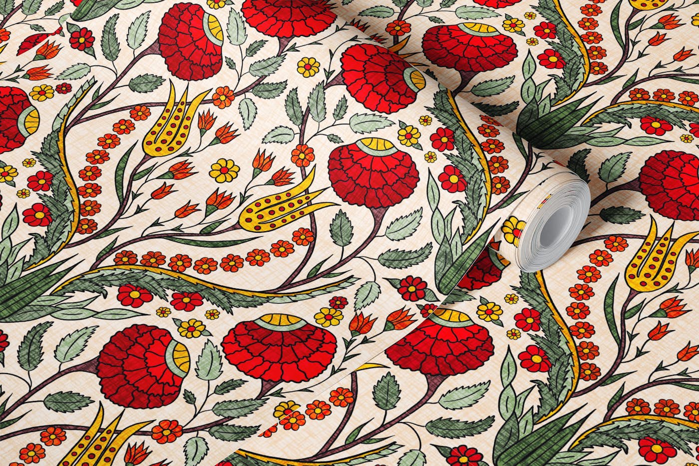 Iznik Day Garden - Red - L wallpaper roll
