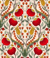 Red Floral Garden – Folk - Iznik wallpaper