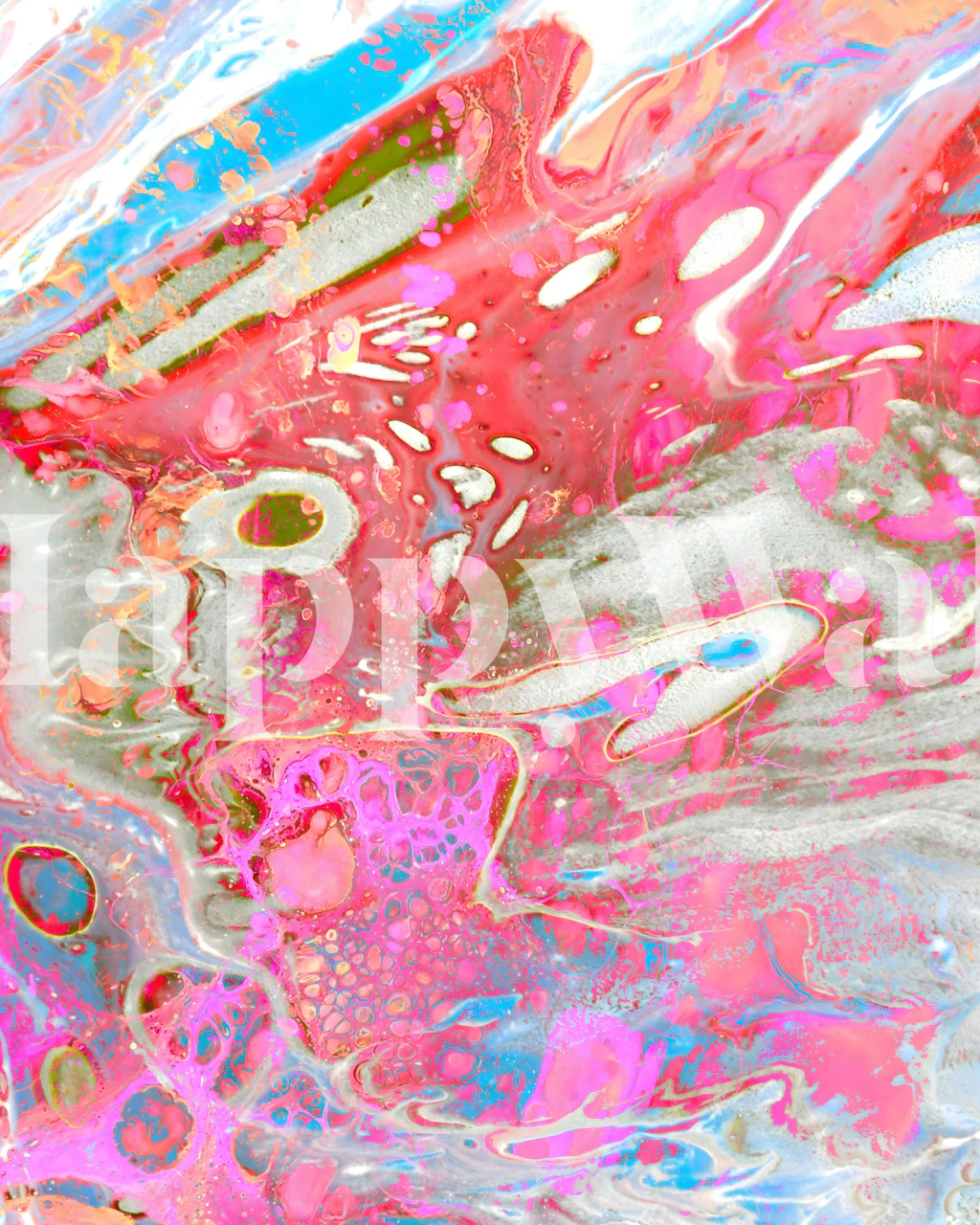 Fuchsia abstract marble pattern wallpaper featuring pink and white swirls