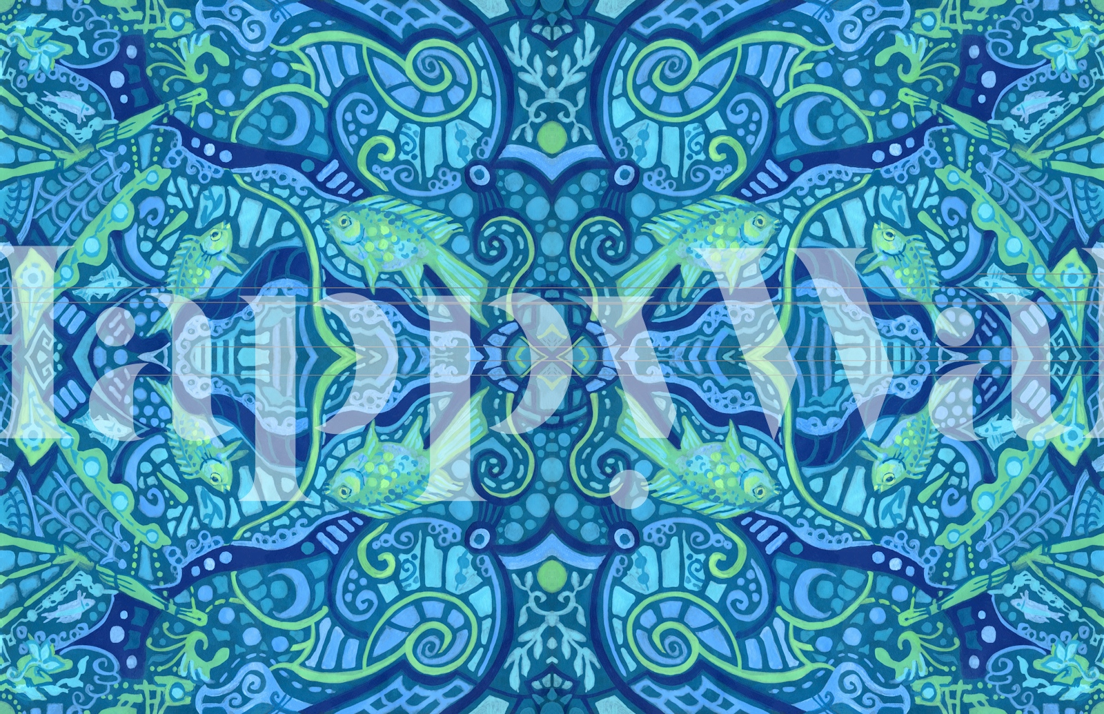 Fish Arabesque Bohemian Pattern Wallpaper