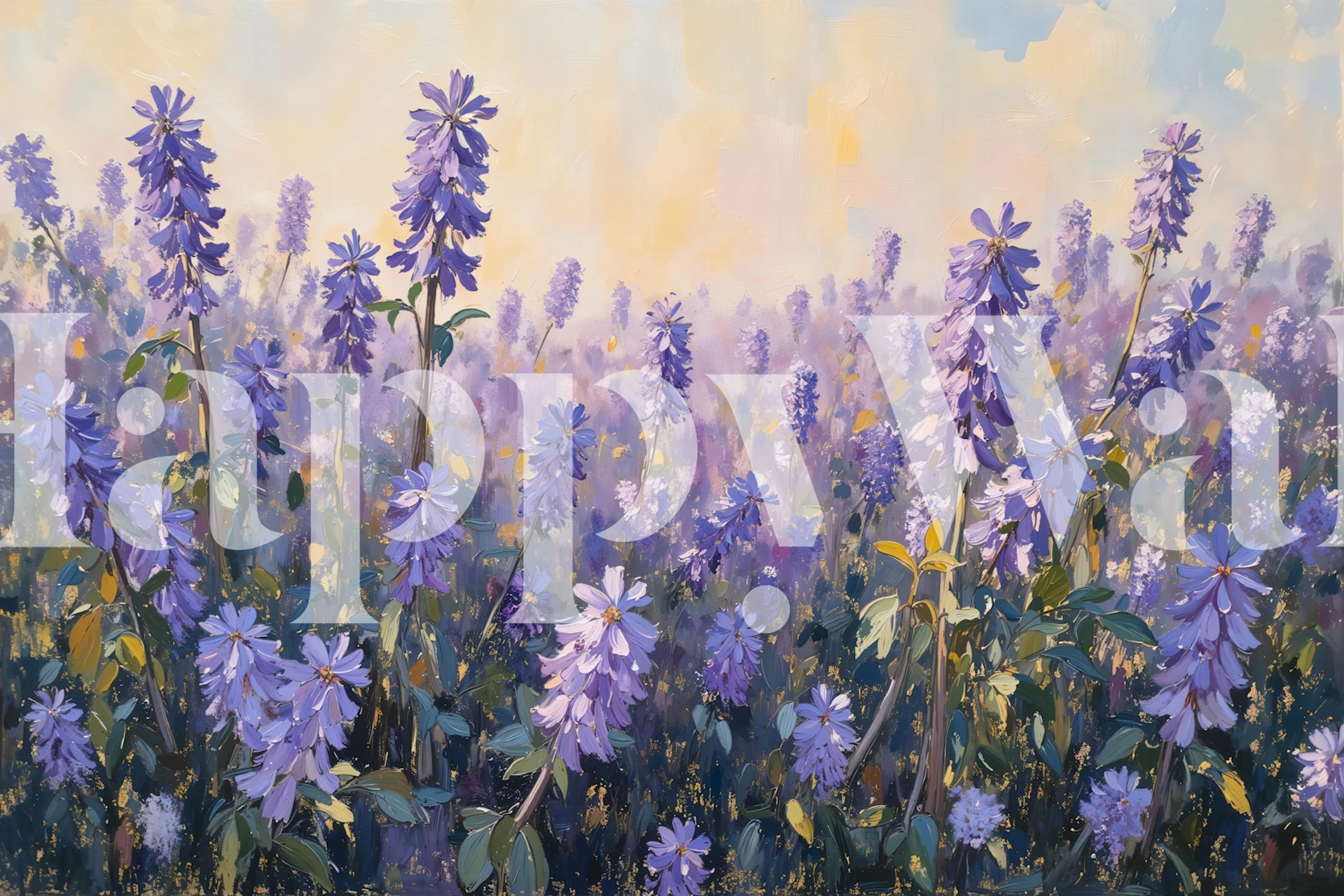 French Lavender Fields wallpaper in a room