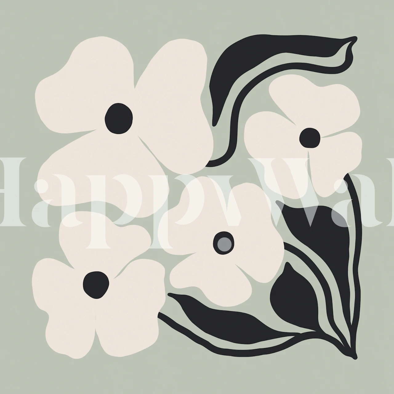 Floral design wallpaper in a room